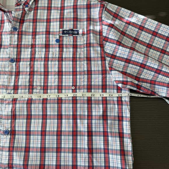 Columbia PFG Omni-shade Shirt Red Short Sleeve Button Up Vented Men's Size XL - Picture 7 of 8